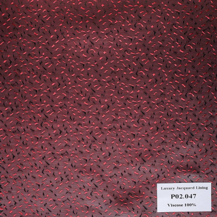 P02.047 Luxury Jacquard Lining - Đỏ Hoa Văn